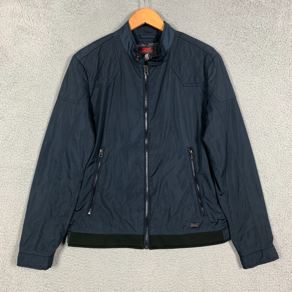Diesel x DuPont Bomber Jacket Men's XL Navy Full Zip Teflon Zip Pockets Biker